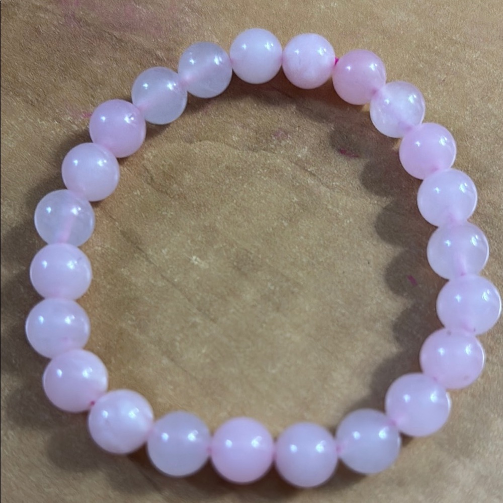 360B. Pink Rose Quartz Elastic Bracelet 8mm